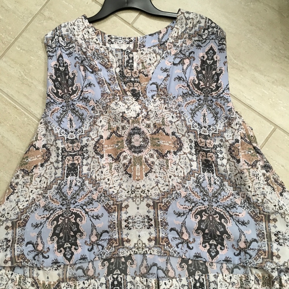 Free People v neck ikat pattern swing top